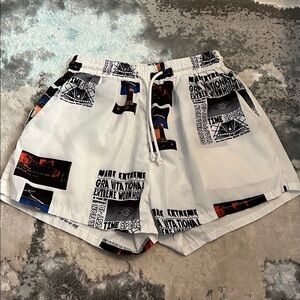 SHEIN White Graphic Athletic Shorts
